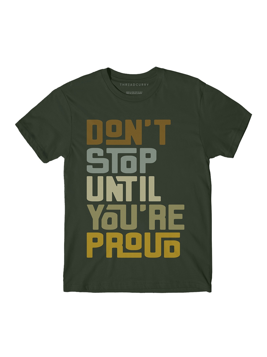 

THREADCURRY Boys Olive Green Printed Round Neck T-shirt