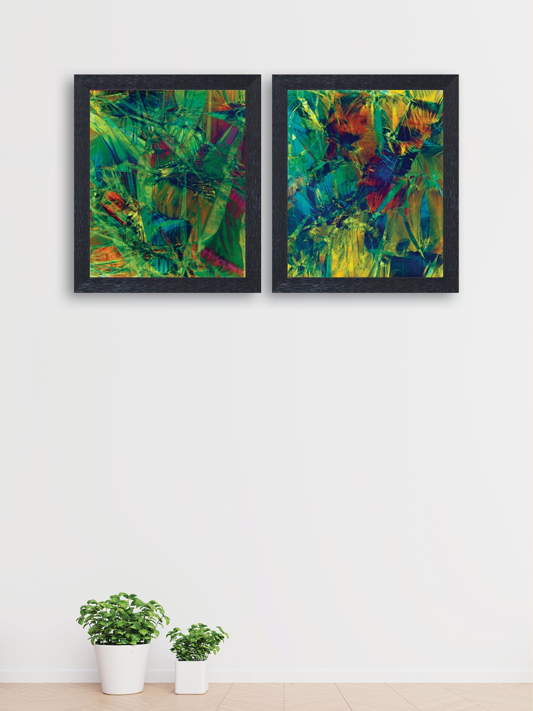 

nest ART Set of 2 Multicoloured Synthetic Wood Abstract Hand-Painted Wall Arts, Multi