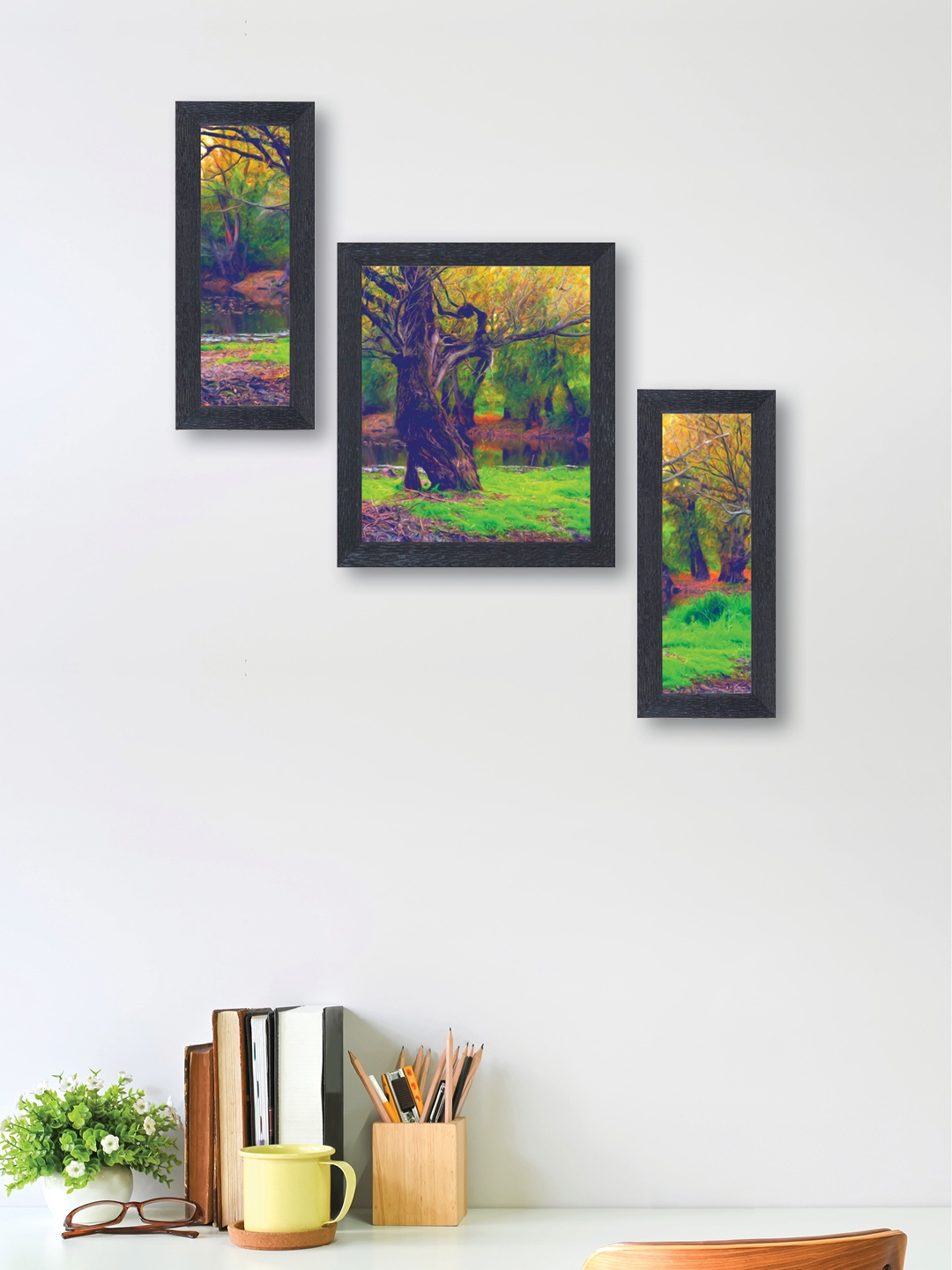 

nest ART Set of 3 Multicoloured Abstract Wall Art, Multi