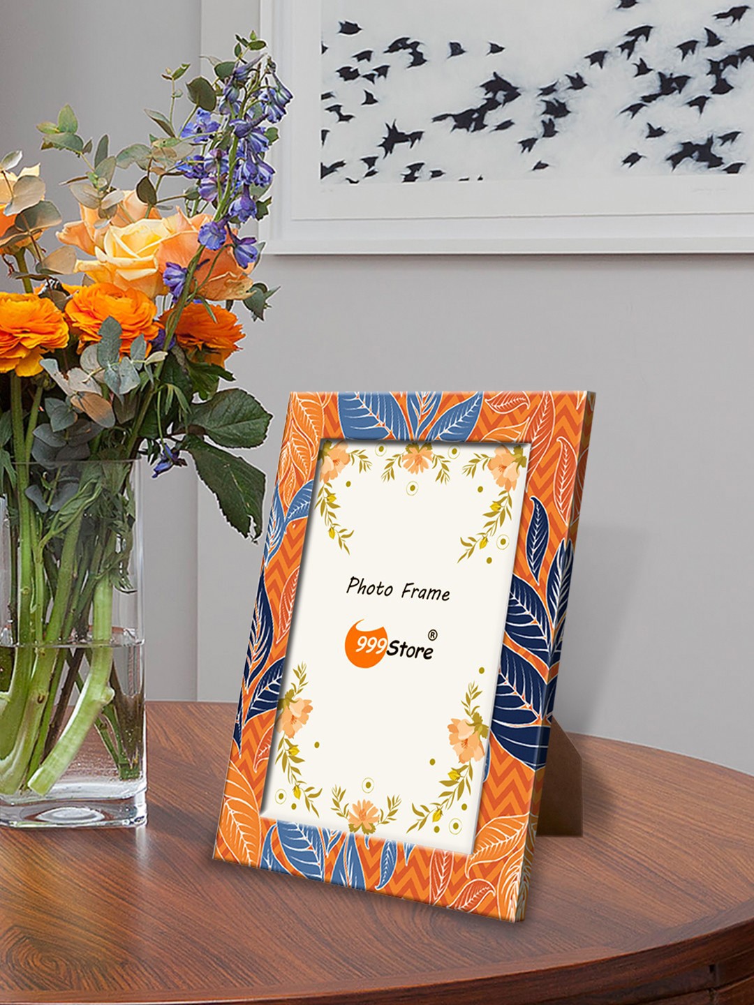 

999Store Orange & Blue Printed Photo Frame