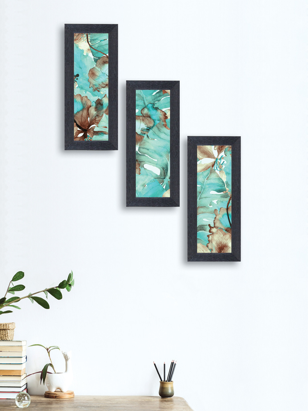 

nest ART Set of 3 Teal Green Abstract Wall Arts, Multi