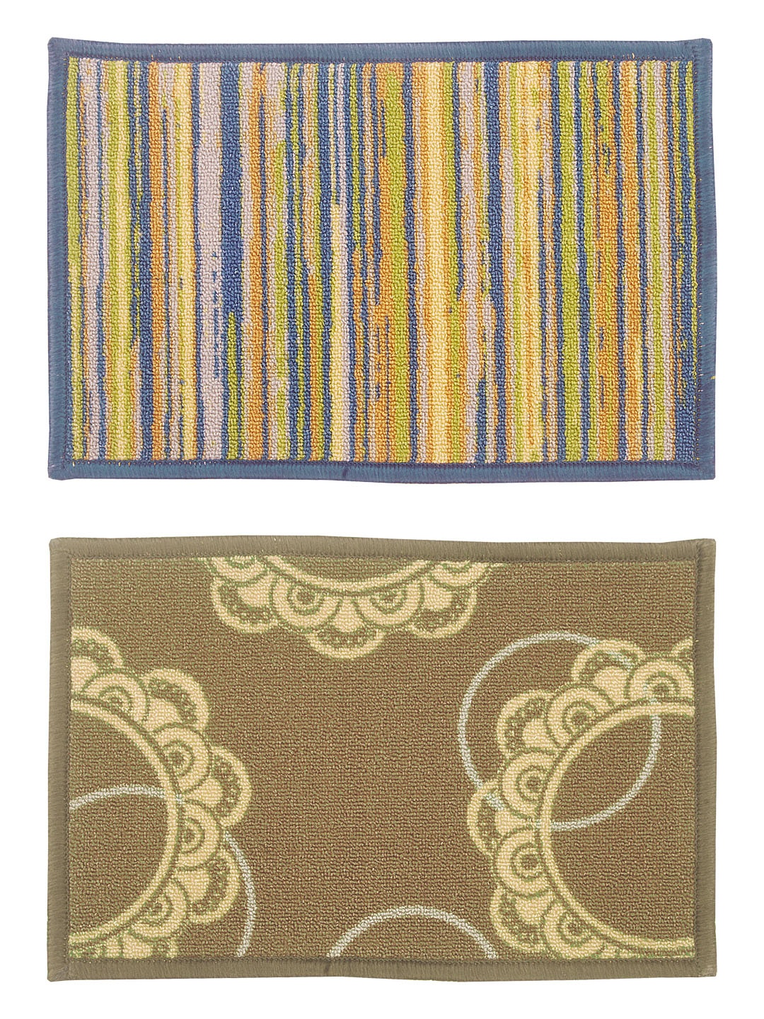 

BIANCA Set of 2 Patterned Anti-Skid Doormats, Khaki