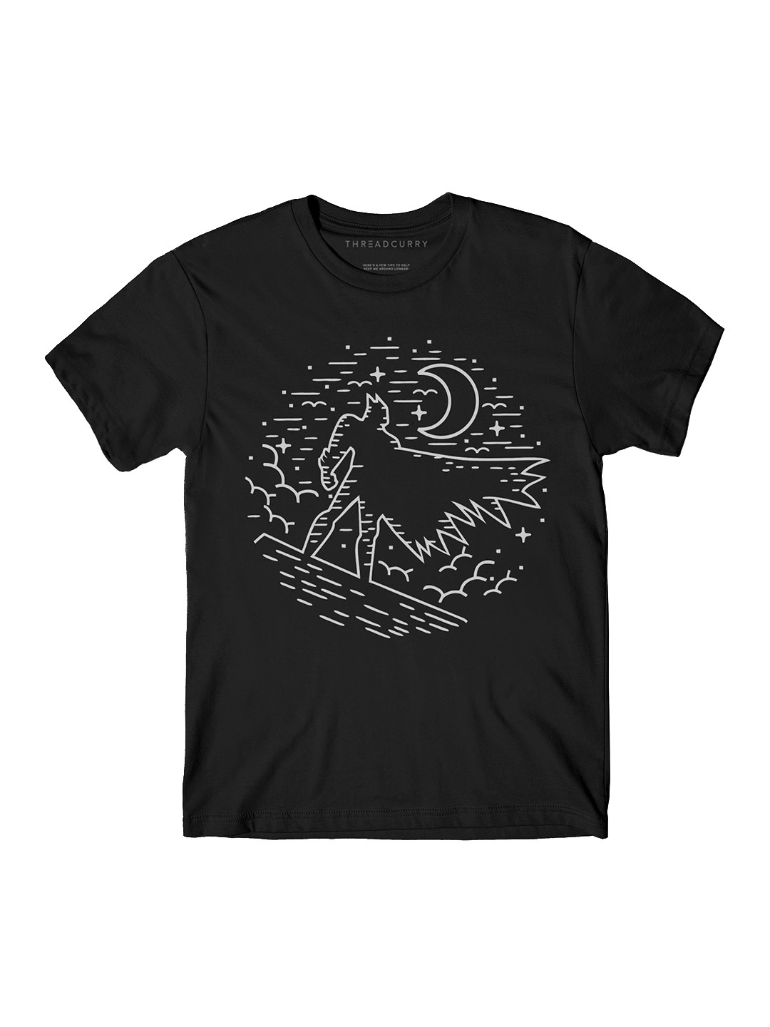 

THREADCURRY Boys Black Dark Knight Printed Round Neck T-shirt