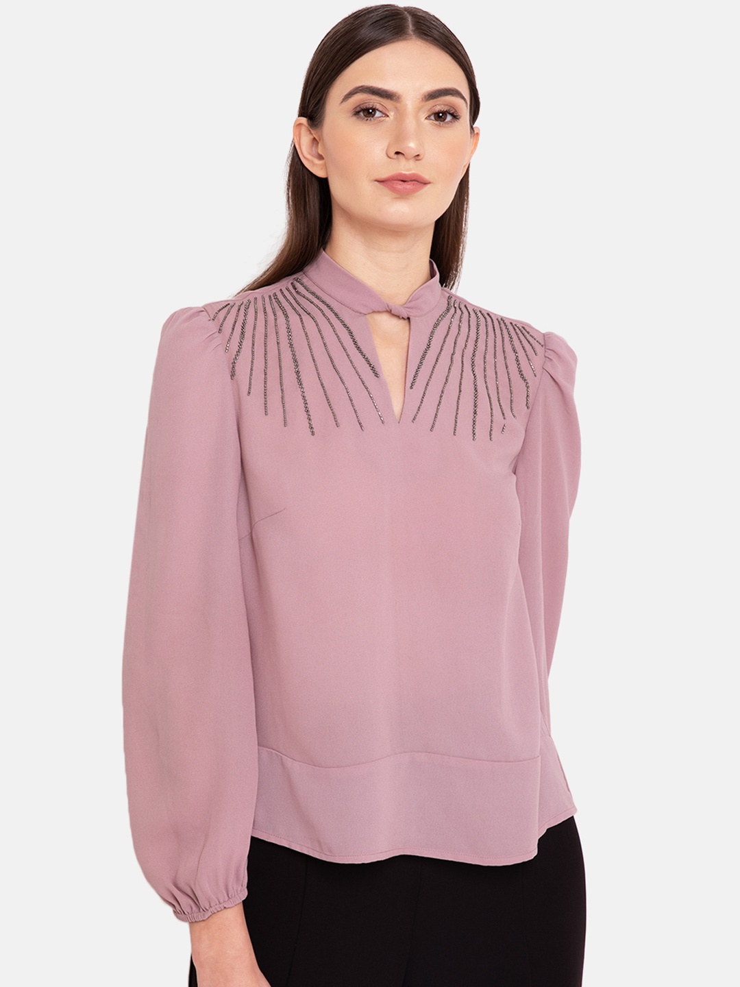 

Kazo Women Mauve Embellished Top