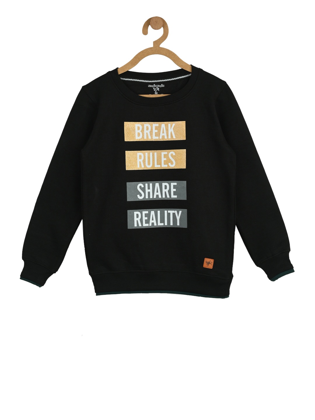 

Stupid Cupid Boys Black Printed Sweatshirt