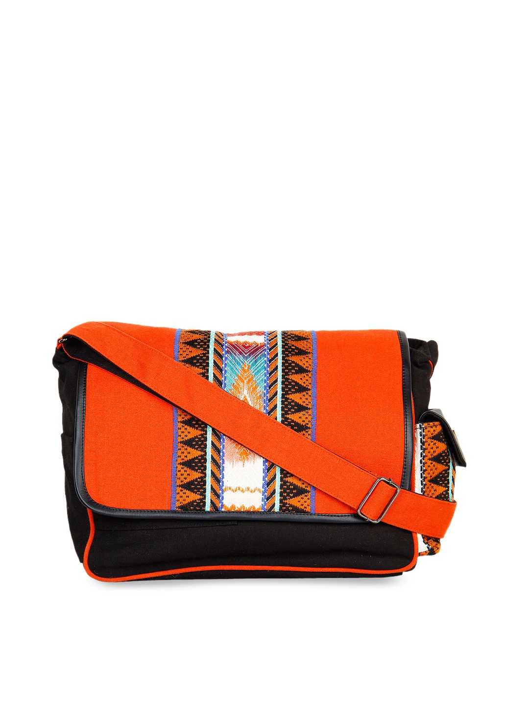 

Anekaant Women Orange & Blue Printed Sling Bag