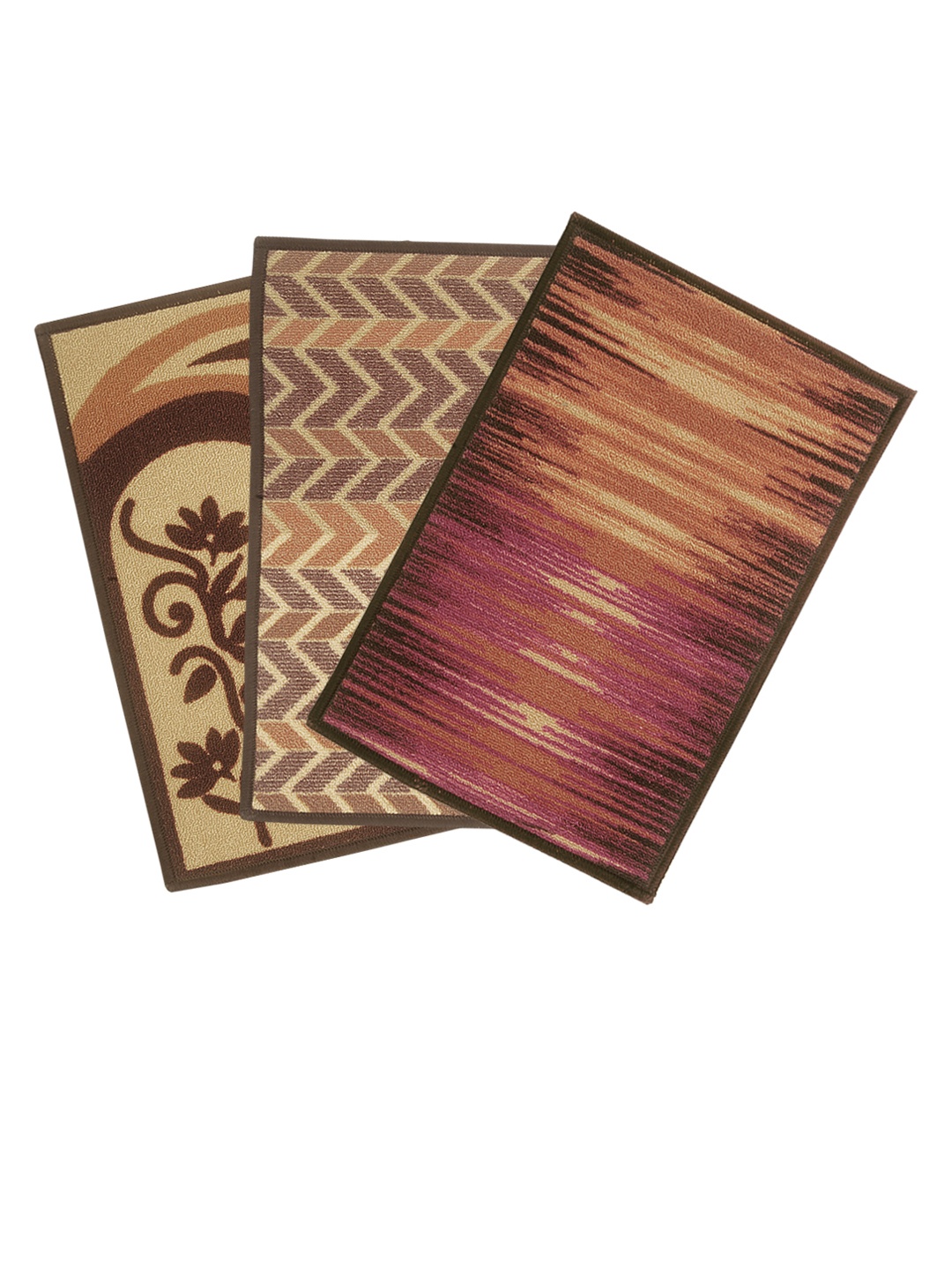 

BIANCA Set of 3 Patterned Anti-Skid Doormats, Beige
