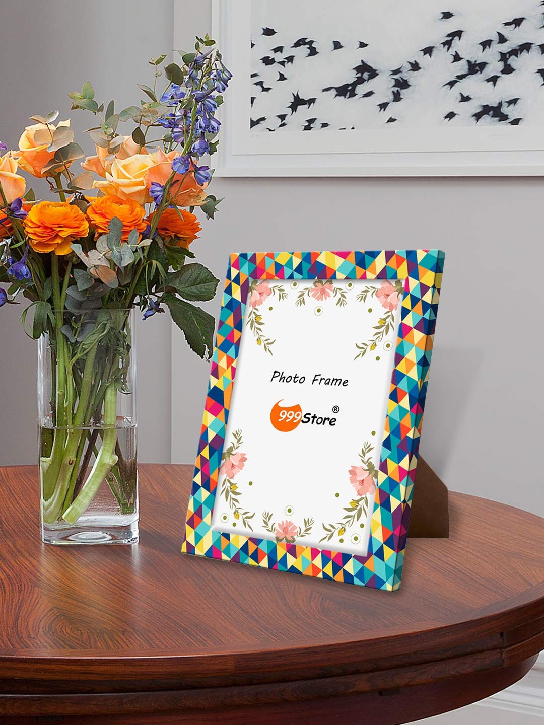 

999Store Multicoloured Triangle Printed Photo Frame, Multi