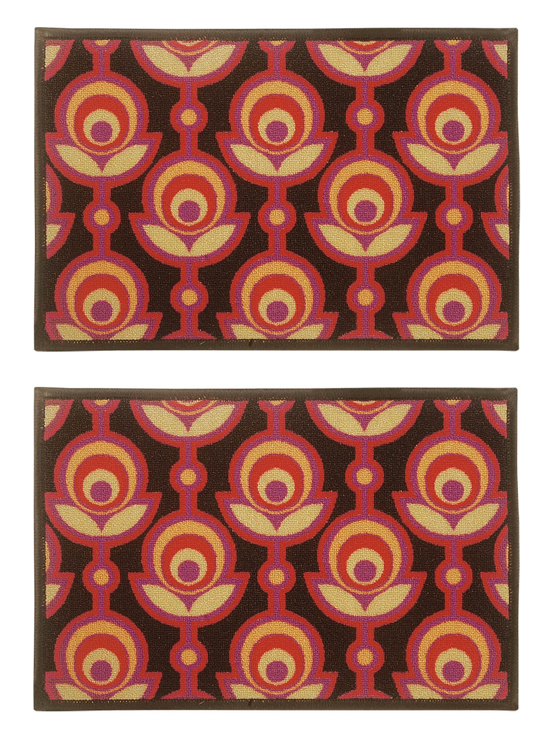 BIANCA Set of 2 Purple & Orange Patterned Anti-Skid Doormats