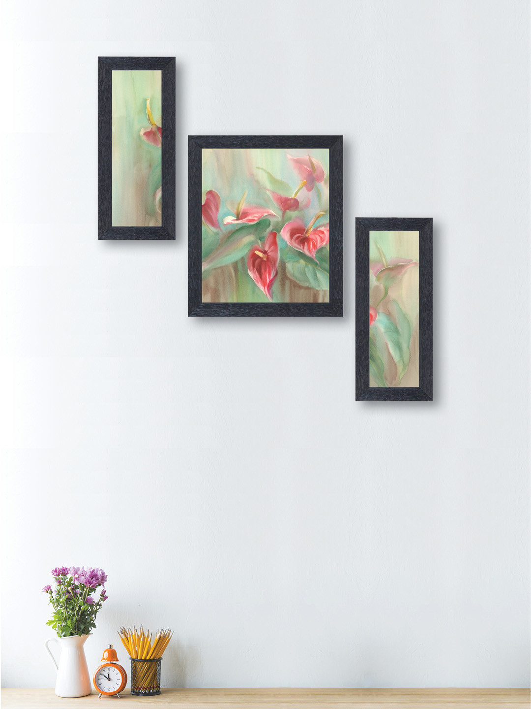 

nest ART Set of 3 Multicoloured Abstract Hand-Painted Wall Arts, Multi