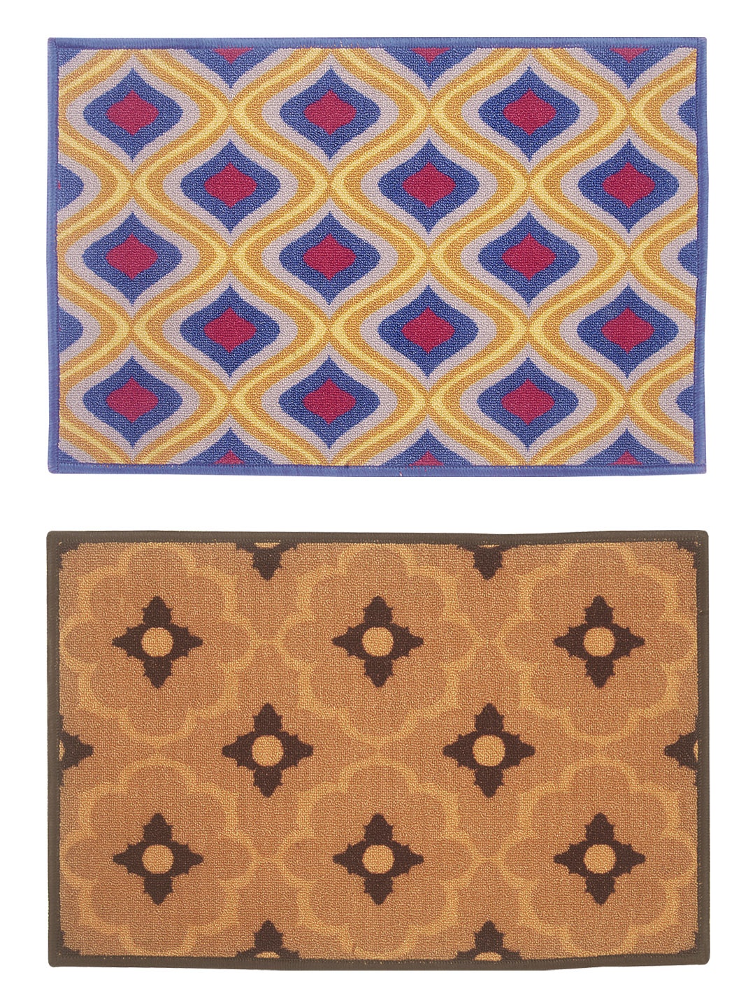 BIANCA Set of 2 Patterned Anti-Skid Doormats, Multi