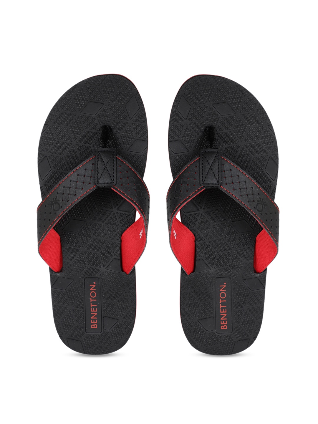 

United Colors of Benetton Men Black Self Design Thong Flip-Flops