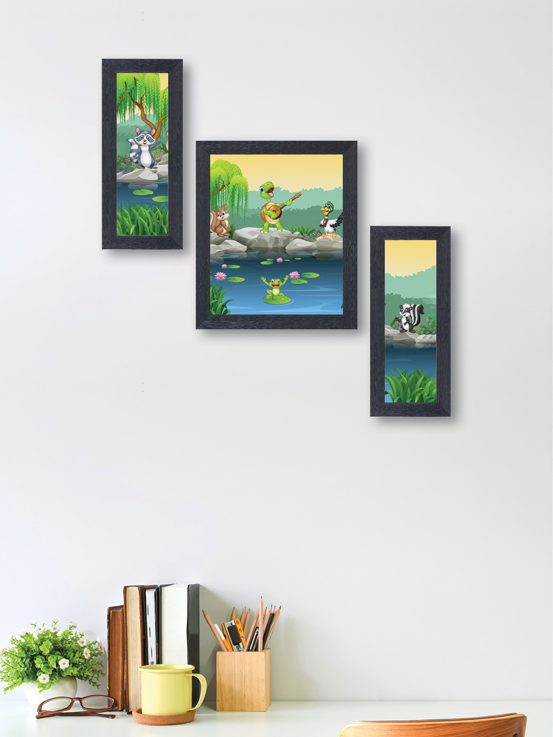 

nest ART Set of 3 Multicoloured Abstract Hand-Painted Wall Arts, Multi
