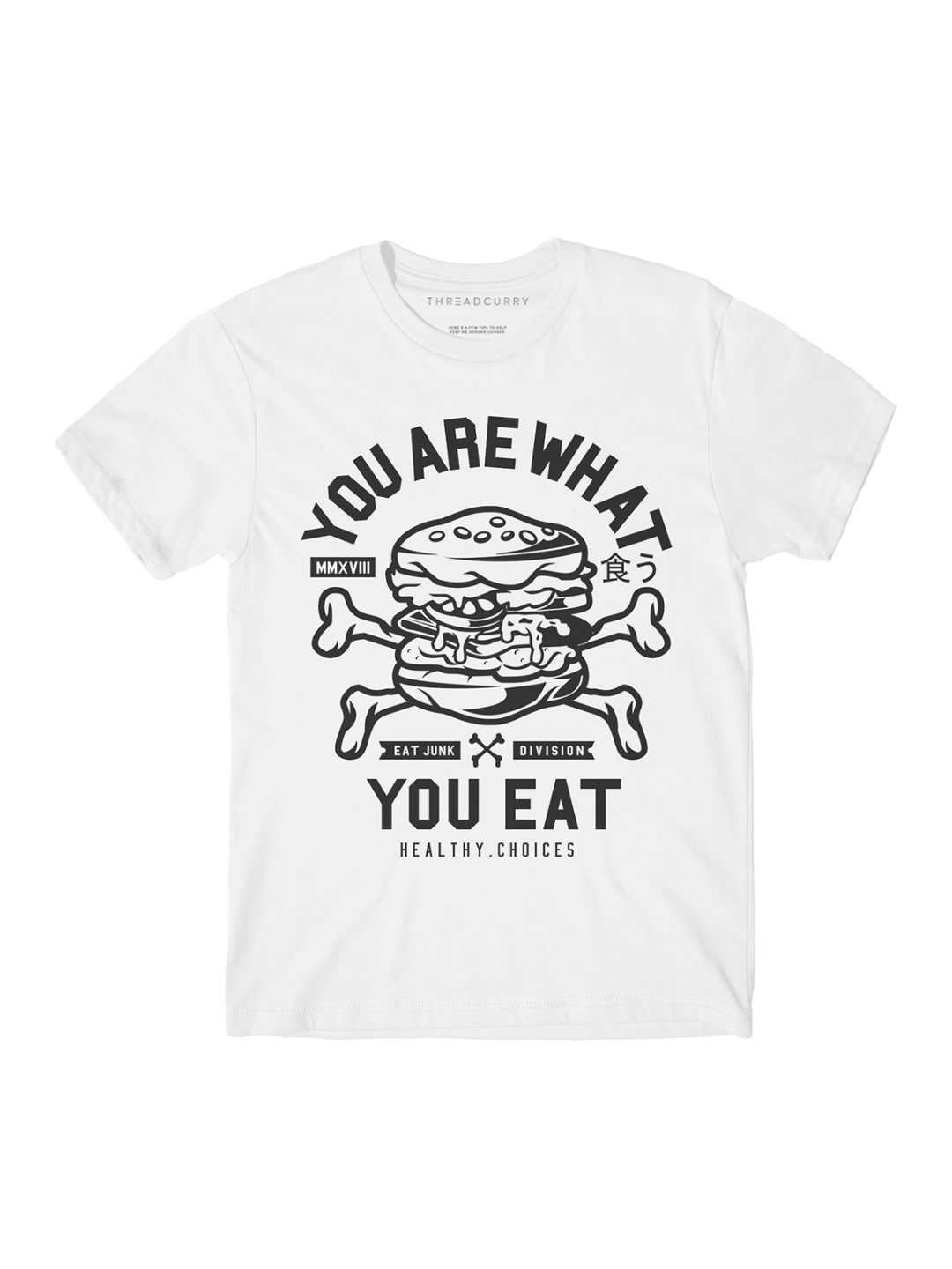 THREADCURRY Boys White Printed Round Neck T-shirt