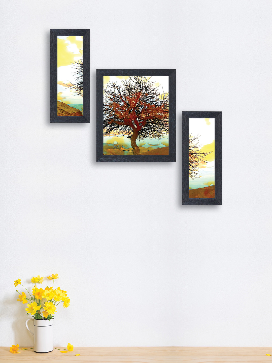 

nest ART Set of 3 Multicoloured Abstract Hand-Painted Wall Arts, Multi