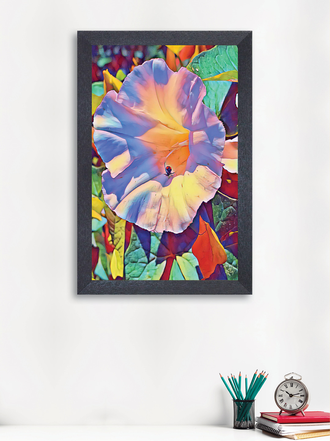 

nest ART Multicoloured Synthetic Wood Flower Hand-Painted Wall Art, Multi