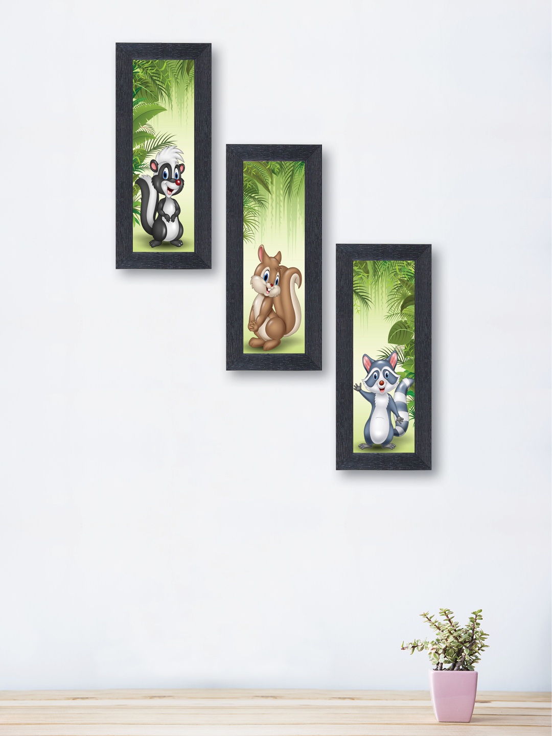 

nest ART Set of 3 Multicoloured Animals Wall Arts, Multi