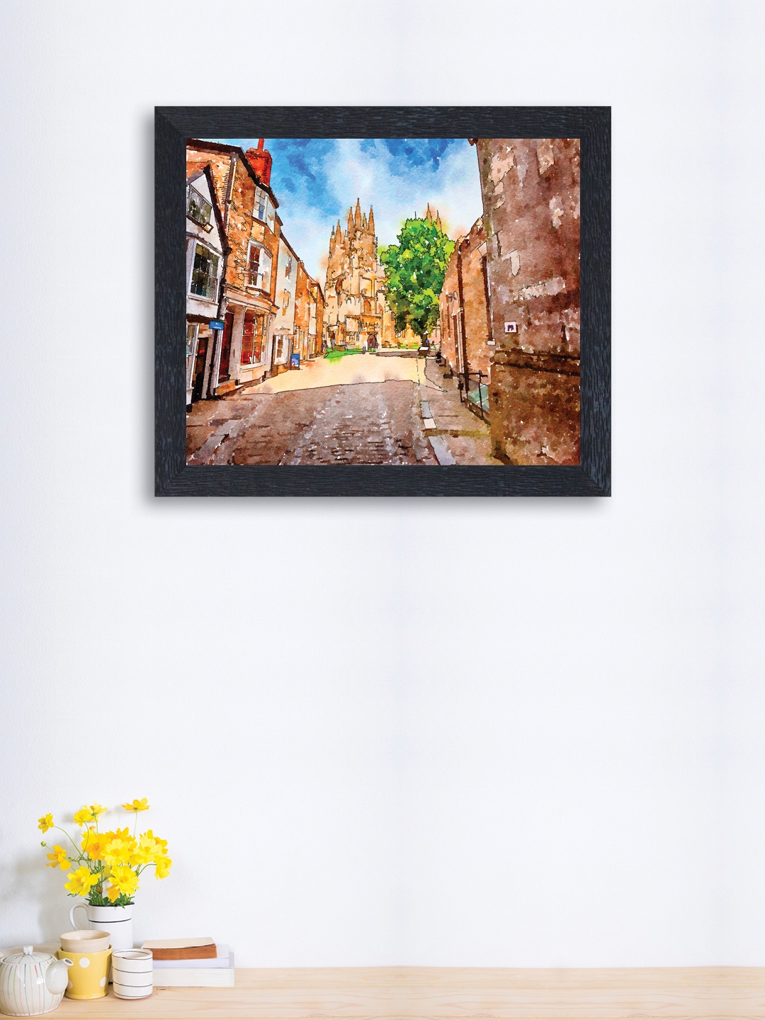 

nest ART Multicoloured Synthetic Wood City Hand-Painted Wall Art, Multi