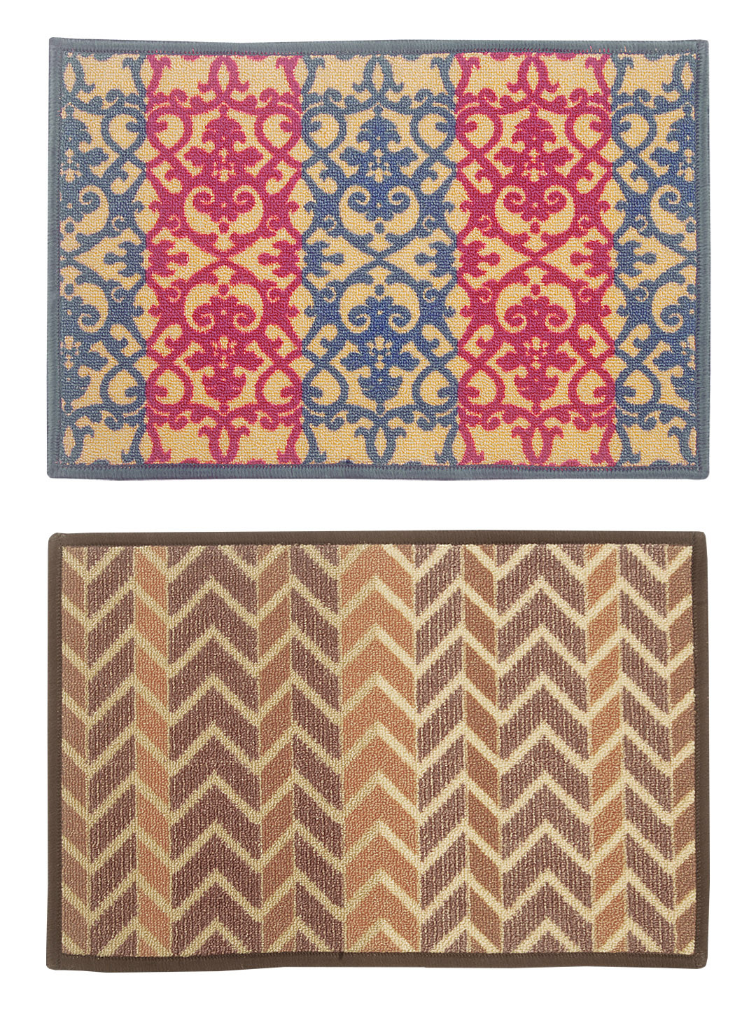 

BIANCA Set of 2 Patterned Anti-Skid Doormats, Beige