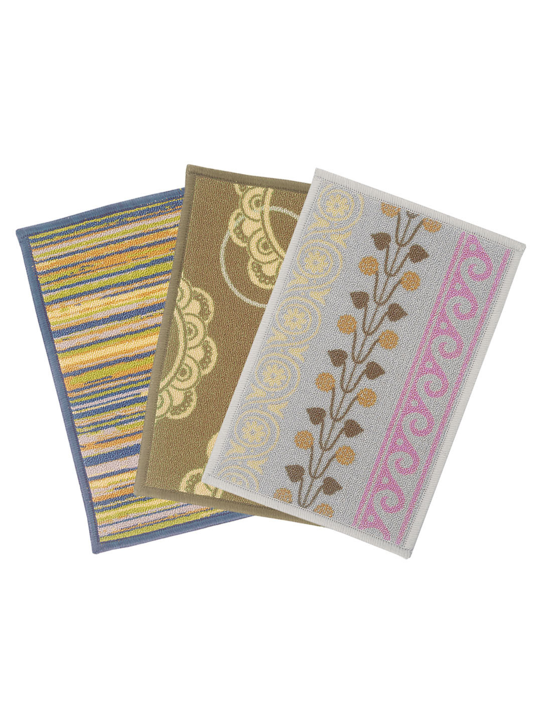 

BIANCA Set of 3 Patterned Anti-Skid Doormats, Multi