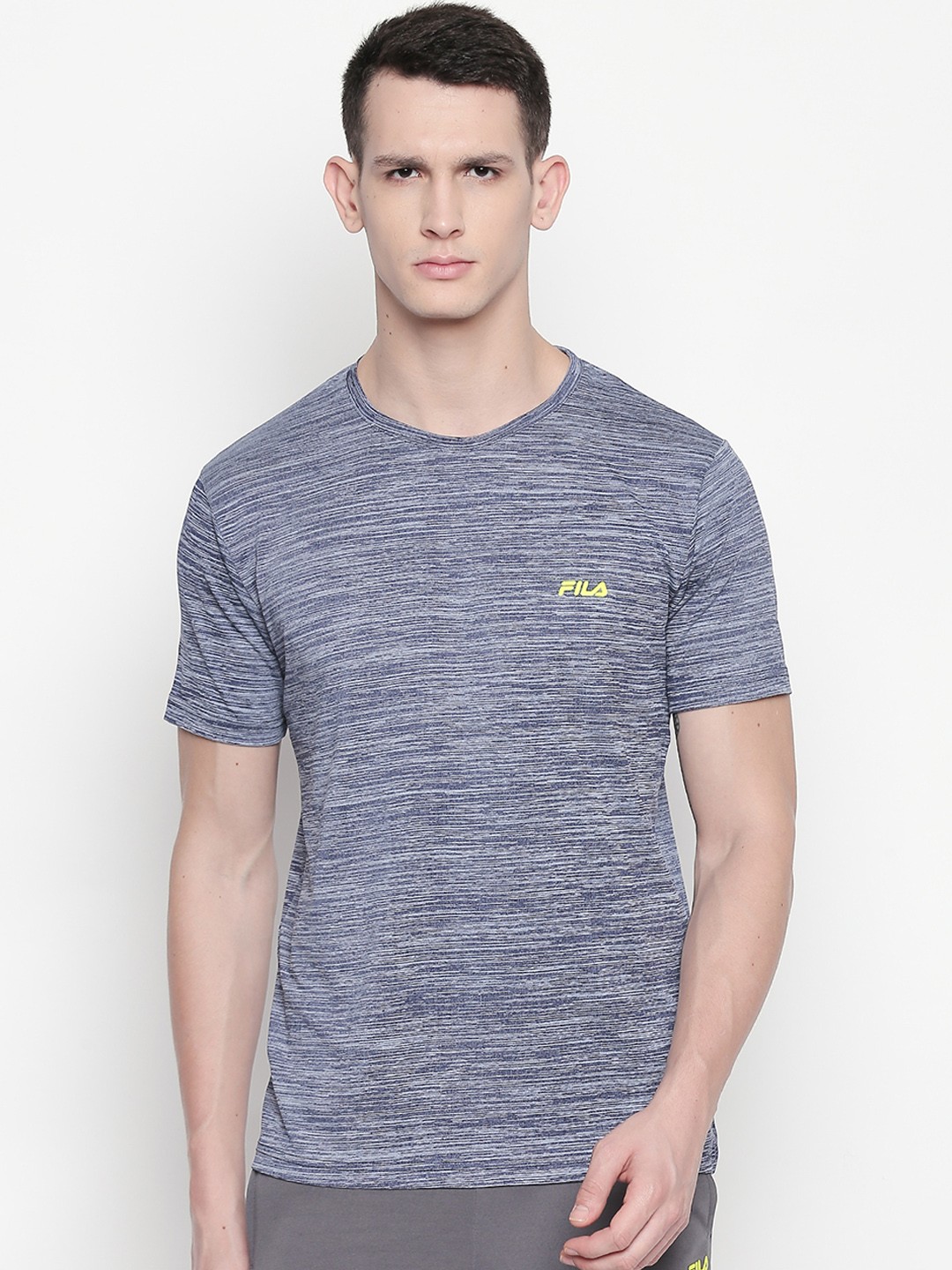 

FILA Men Navy Blue Solid Round Neck T-shirt