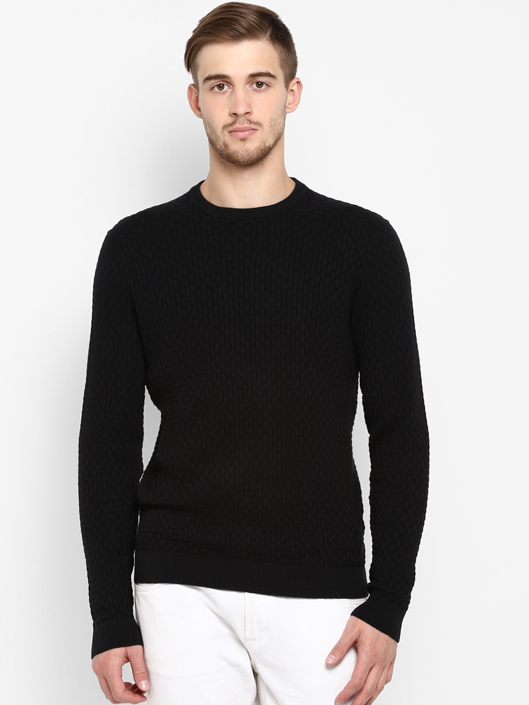 

Red Tape Men Black Self Design Sweater