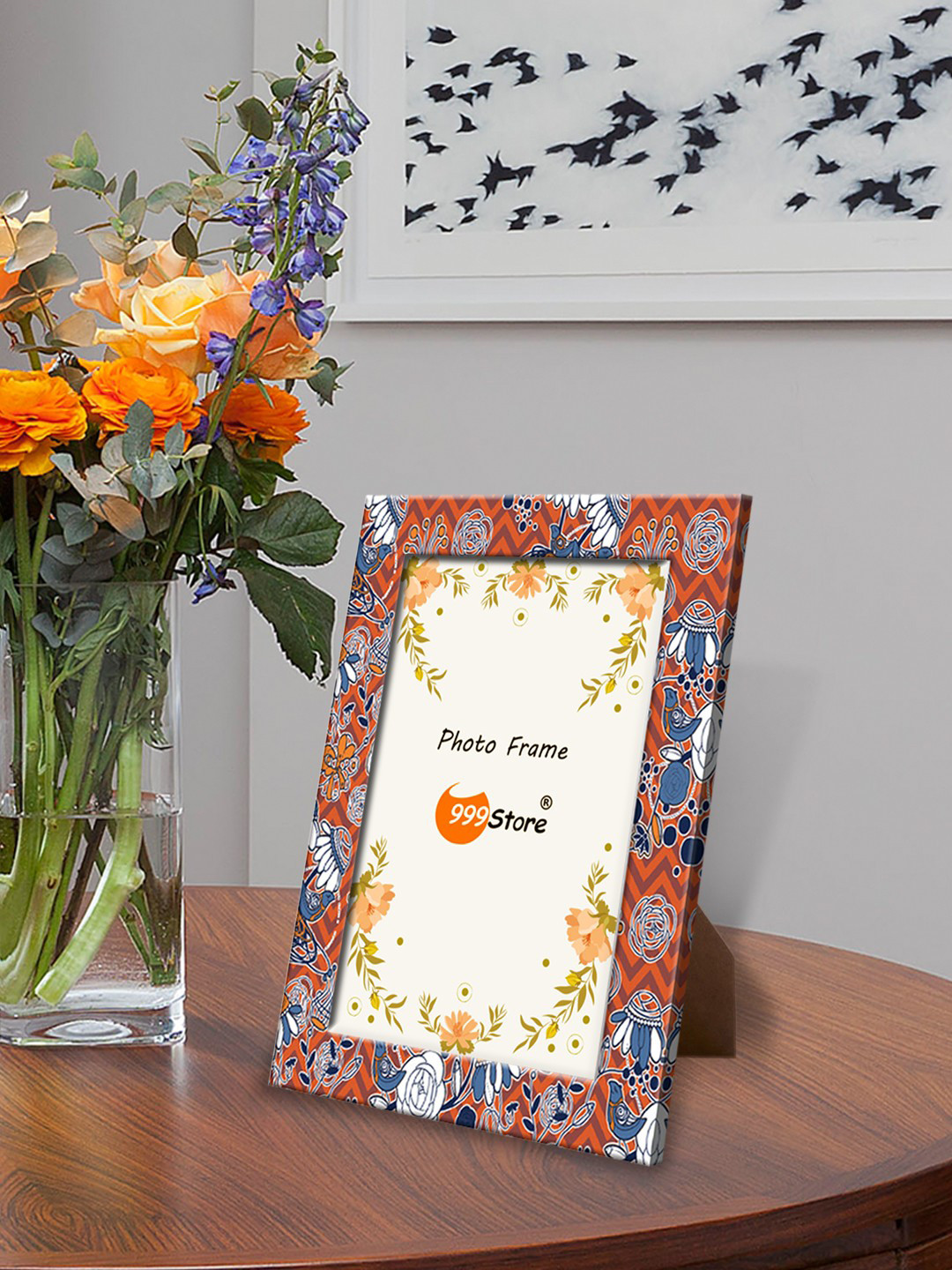

999Store Birds & Flowers Multicoloured Printed Photo Frame, Multi