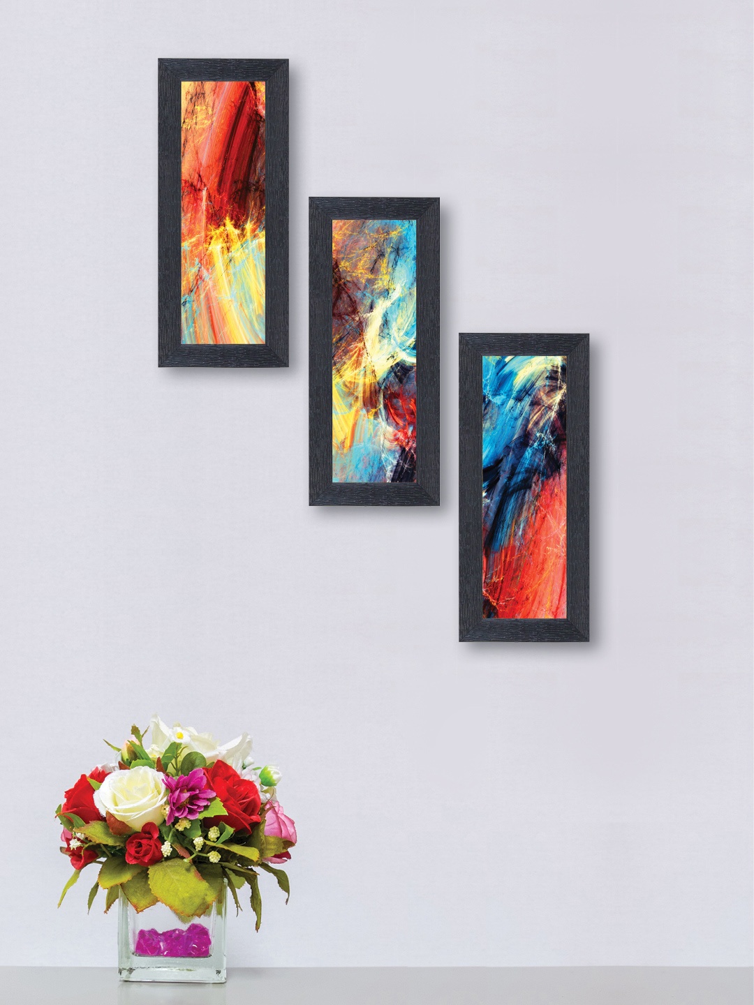 

nest ART Set of 3 Multicoloured Abstract Hand-Painted Wall Arts, Multi