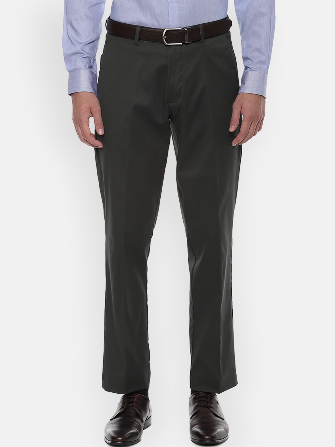 

Louis Philippe Men Grey Regular Fit Solid Formal Trousers