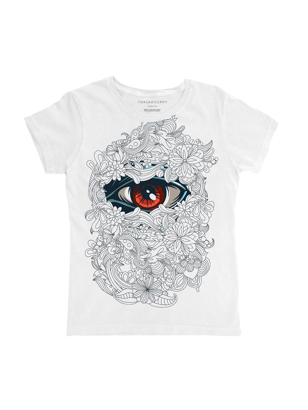 

THREADCURRY Girls White Printed Round Neck T-shirt