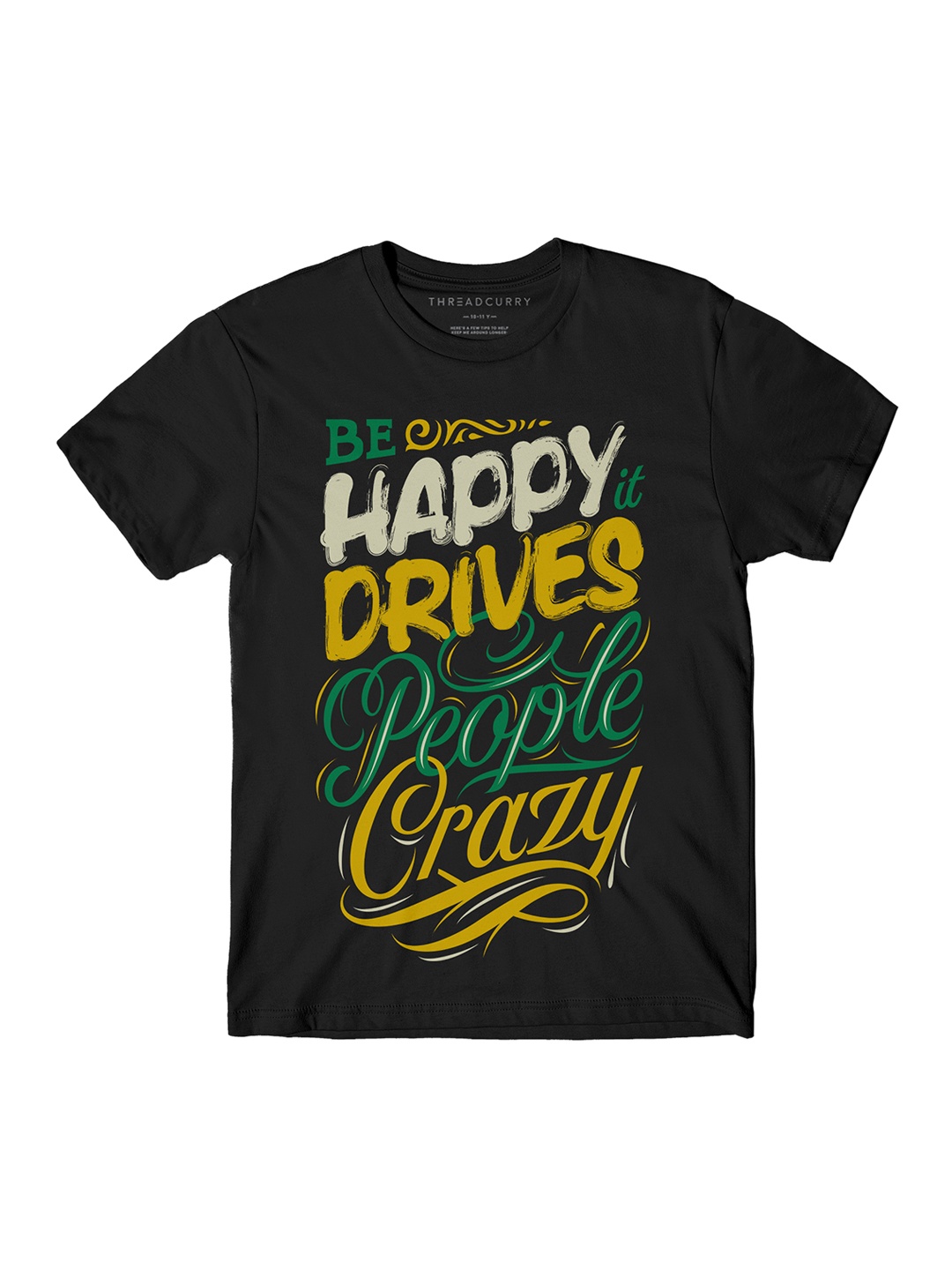 

THREADCURRY Boys Black Printed Round Neck T-shirt