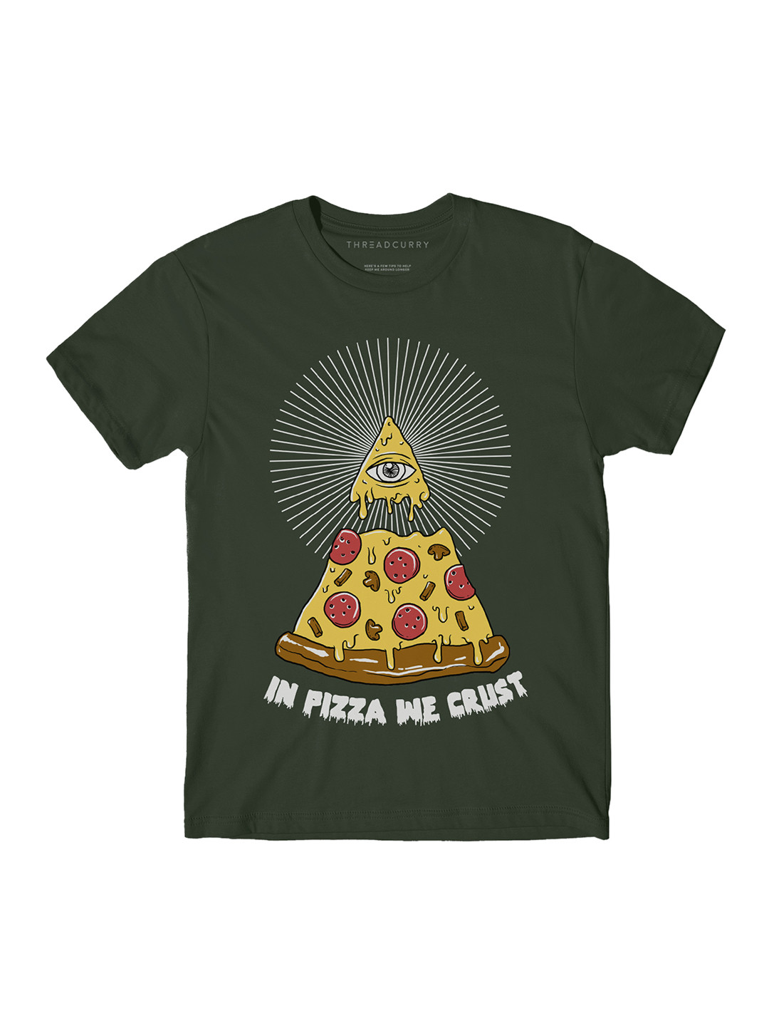 

THREADCURRY Boys Olive Green Printed Round Neck T-shirt