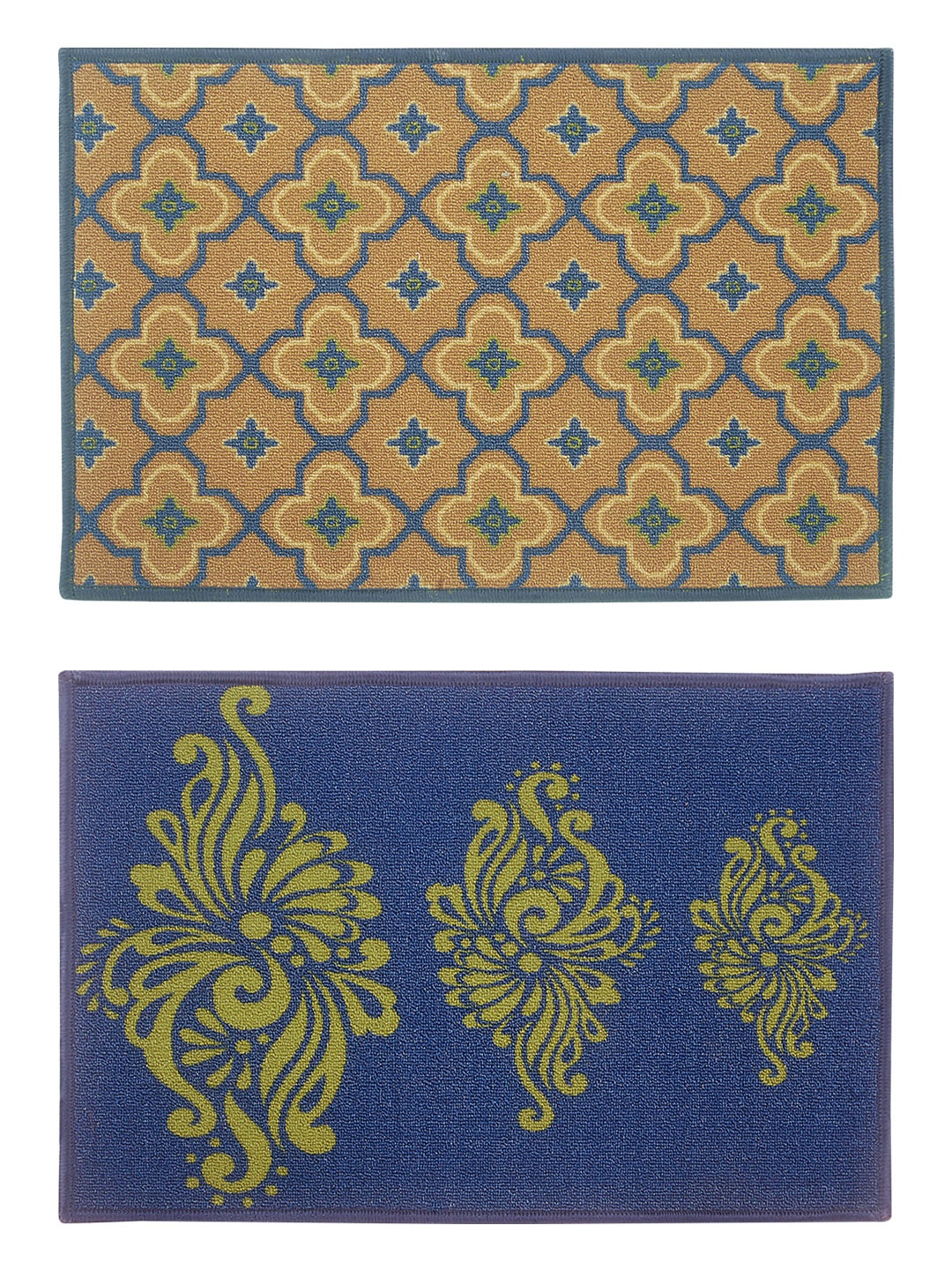 

BIANCA Set of 2 Patterned Anti-Skid Doormats, Beige