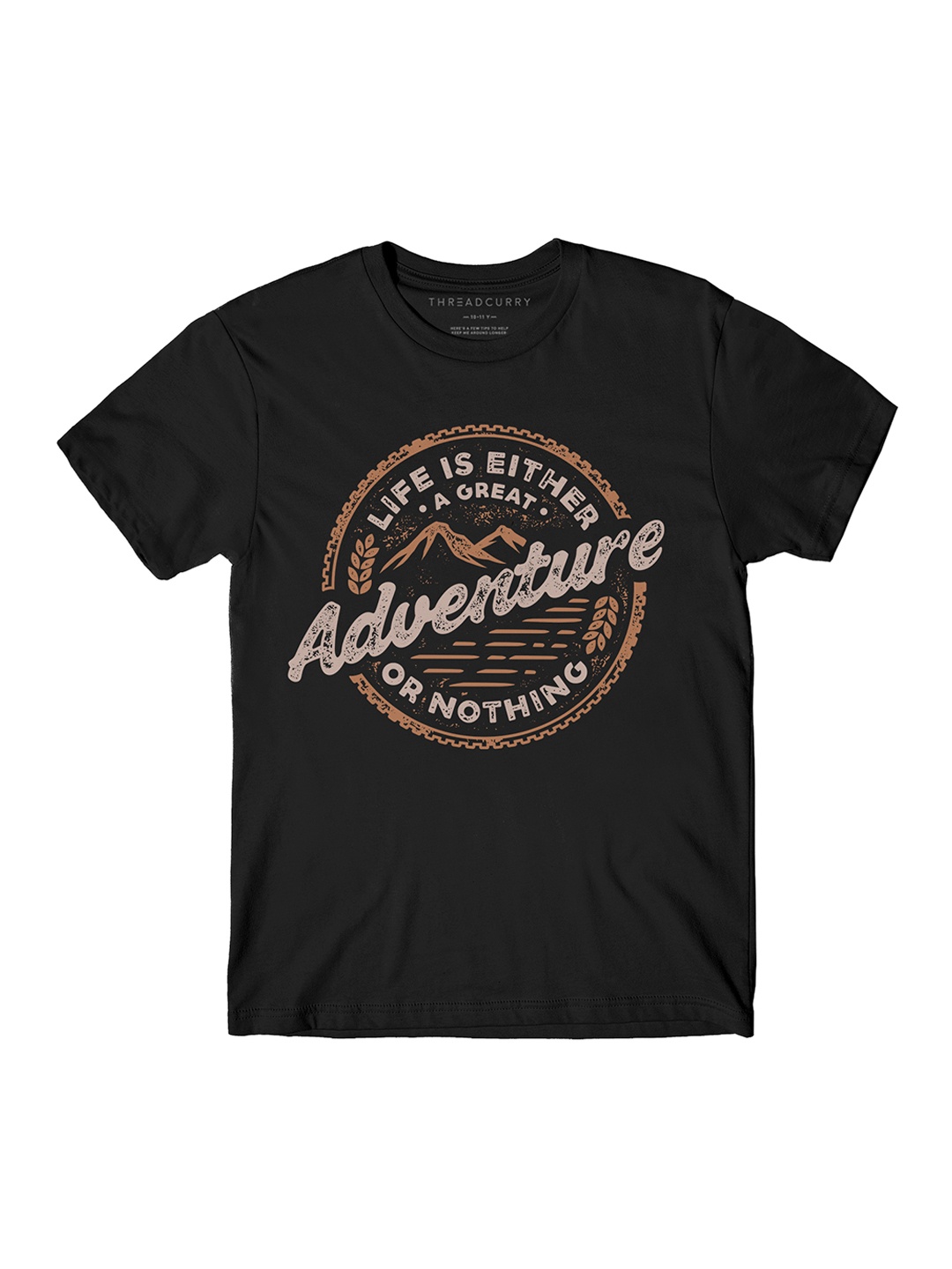 

THREADCURRY Boys Black Printed Round Neck T-shirt