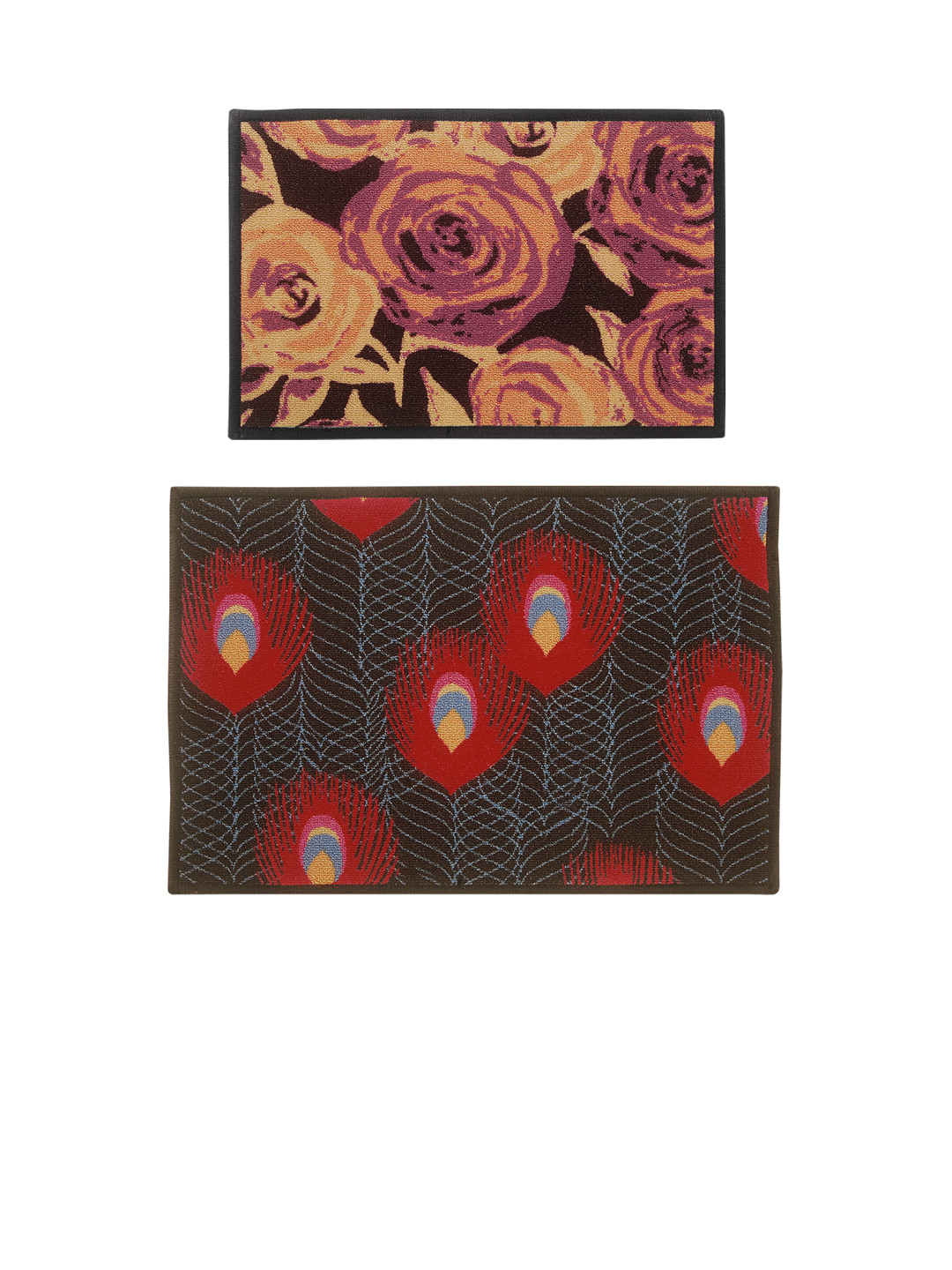 

BIANCA Set of 2 Patterned Anti-Skid Doormats, Beige