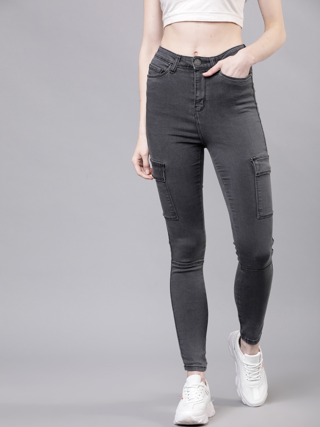 

Tokyo Talkies Women Grey Skinny Fit Mid-Rise Clean Look Stretchable Jeans