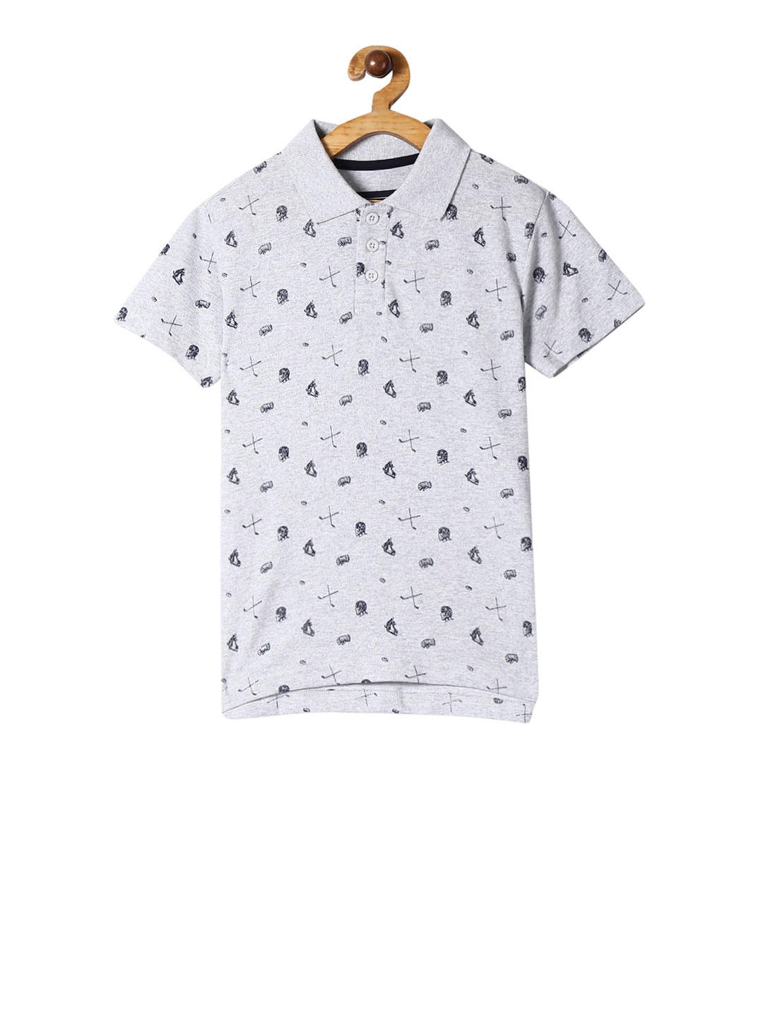 

Cherokee Boys Grey Melange Printed Round Neck T-shirt