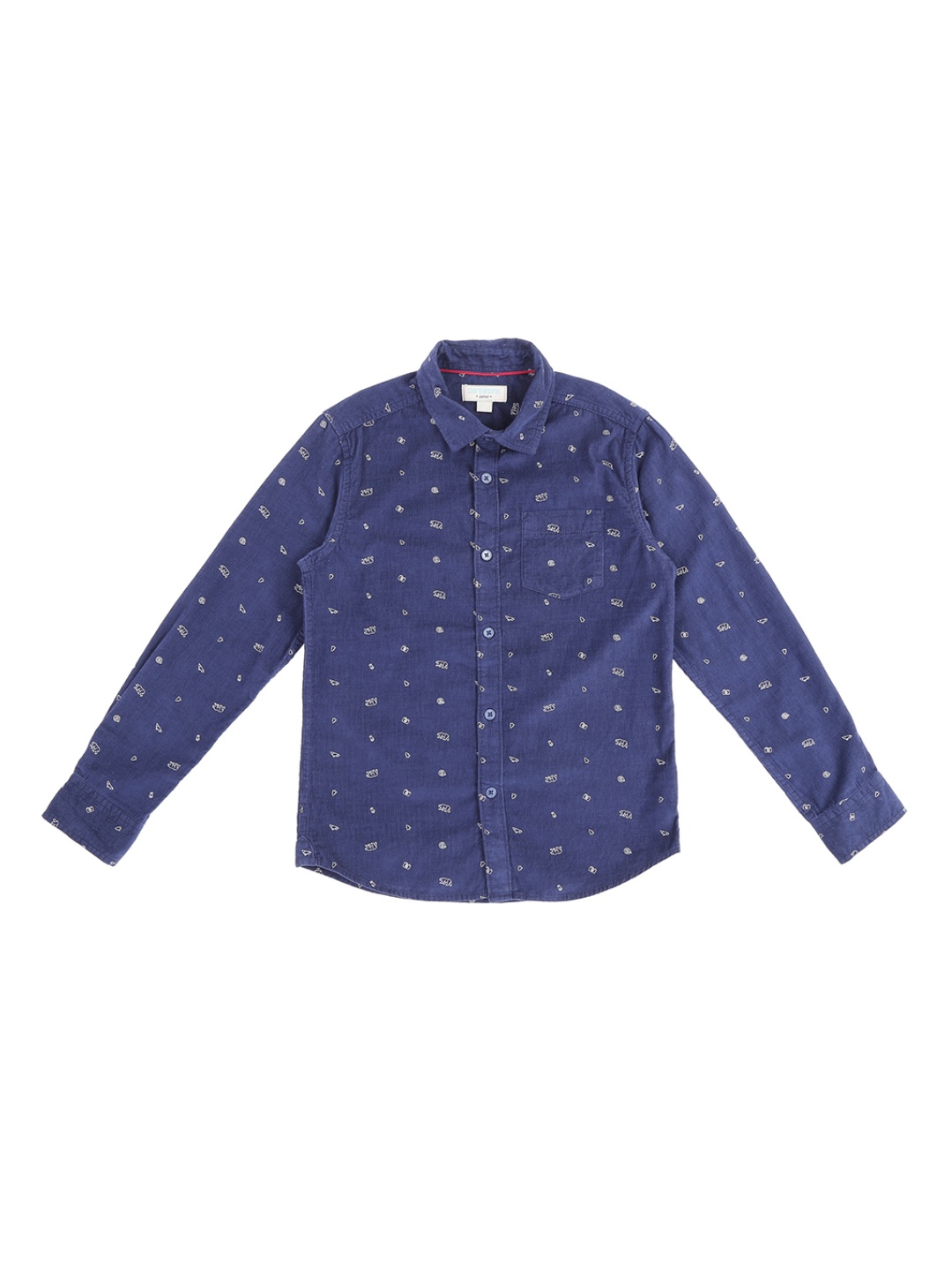 Pantaloons Junior Boys Navy Blue Regular Fit Printed Casual Shirt