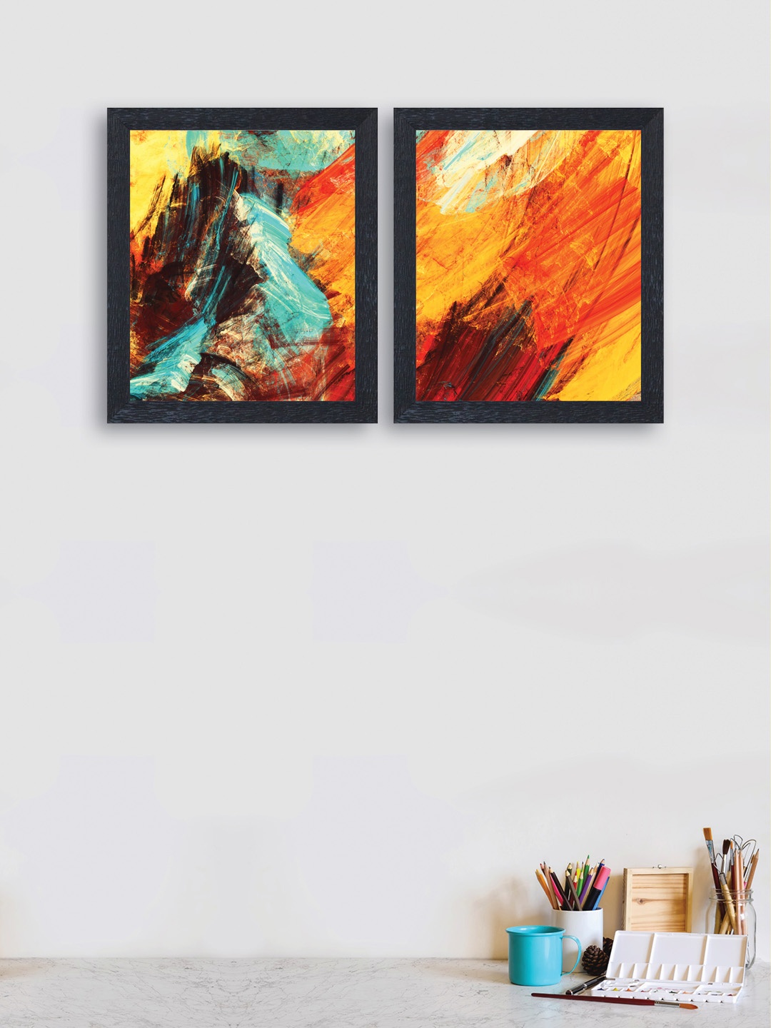 

nest ART Set of 2 Multicoloured Abstract Wall Arts, Multi