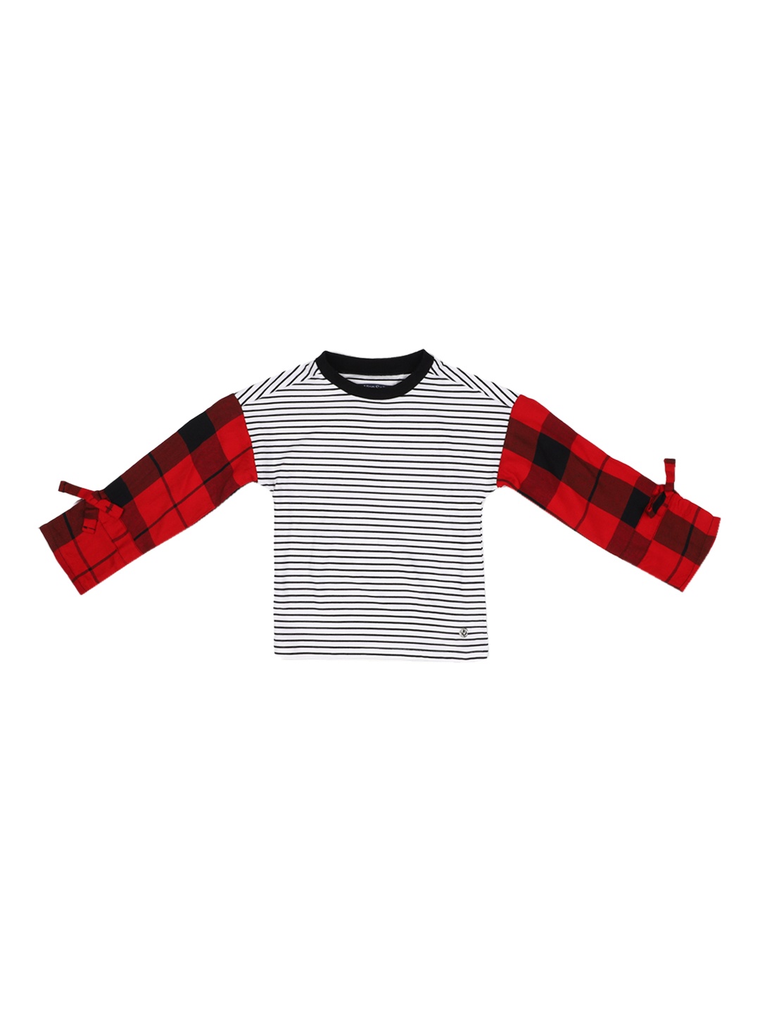 

Allen Solly Junior Girls White & Blue Striped Round Neck T-shirt
