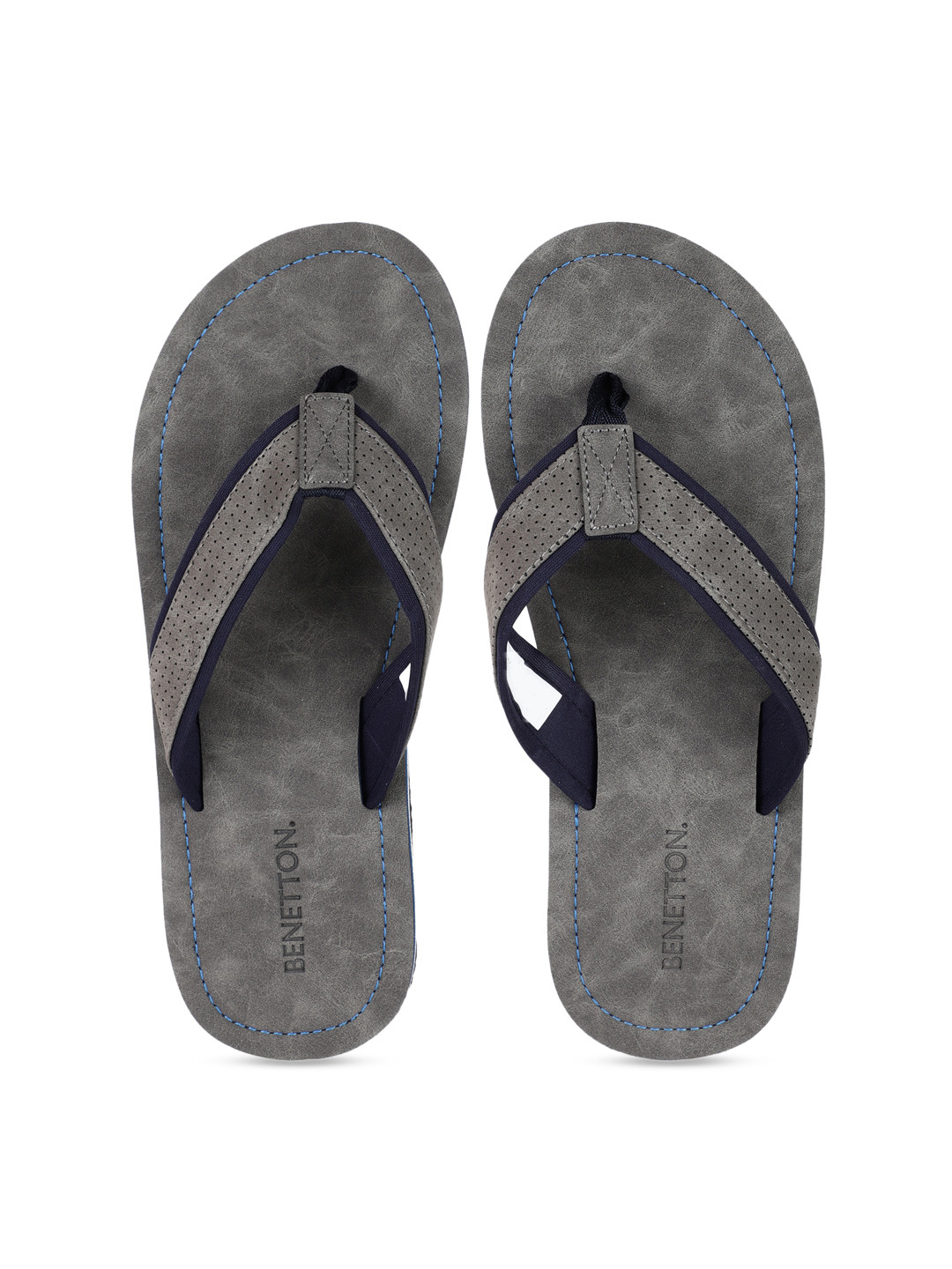 

United Colors of Benetton Men Grey Solid Thong Flip-Flops