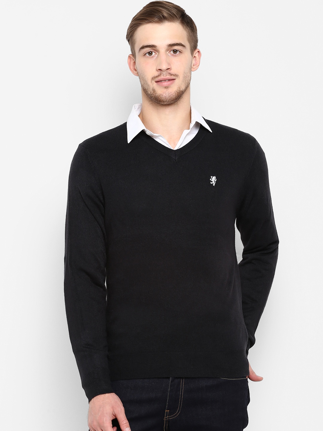 

Red Tape Men Black Solid Sweater