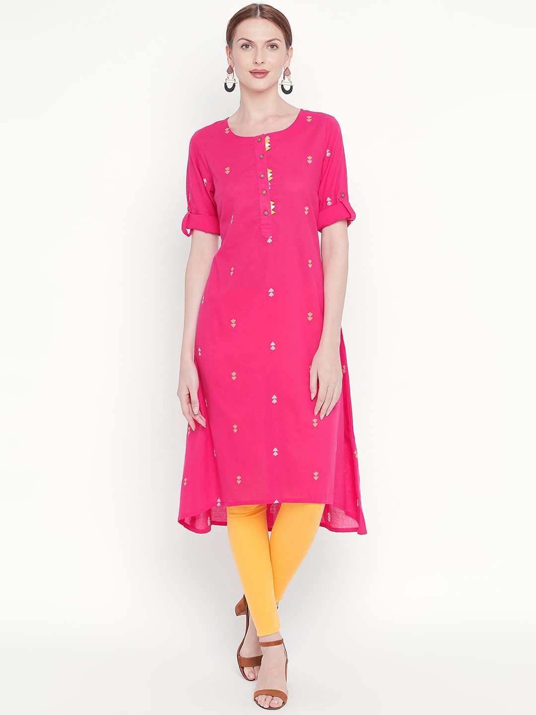 

RANGMANCH BY PANTALOONS Women Fuchsia Pink Printed A-Line Kurta