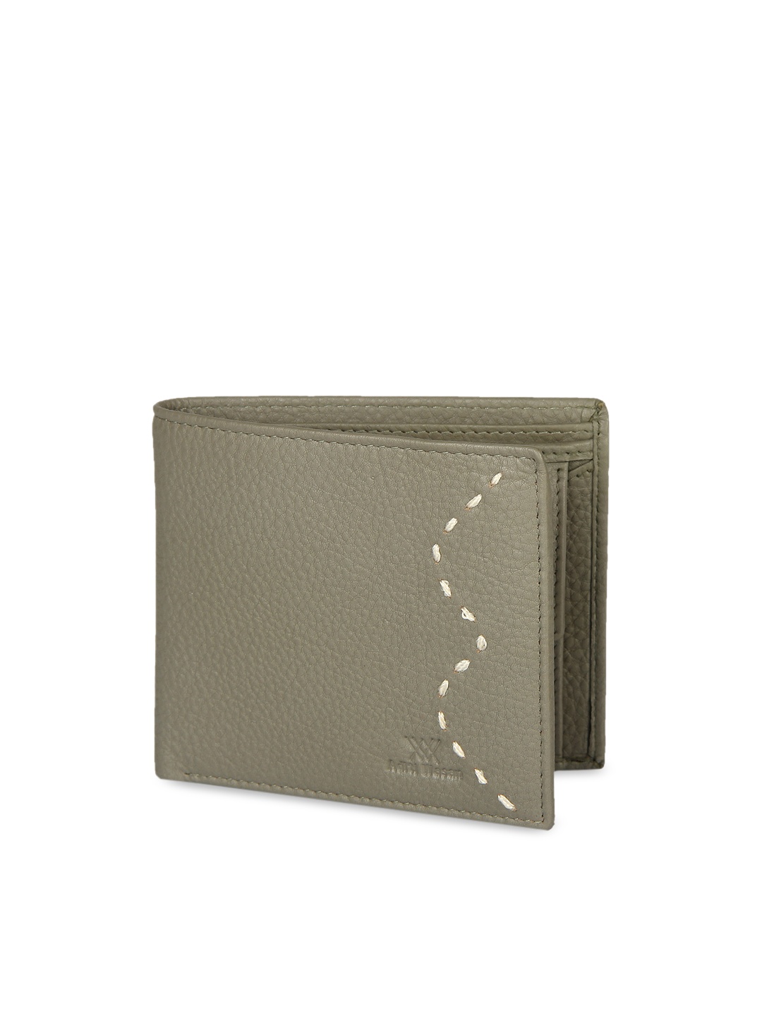 

Aditi Wasan Men Olive Green Solid Leather Two Fold Wallet