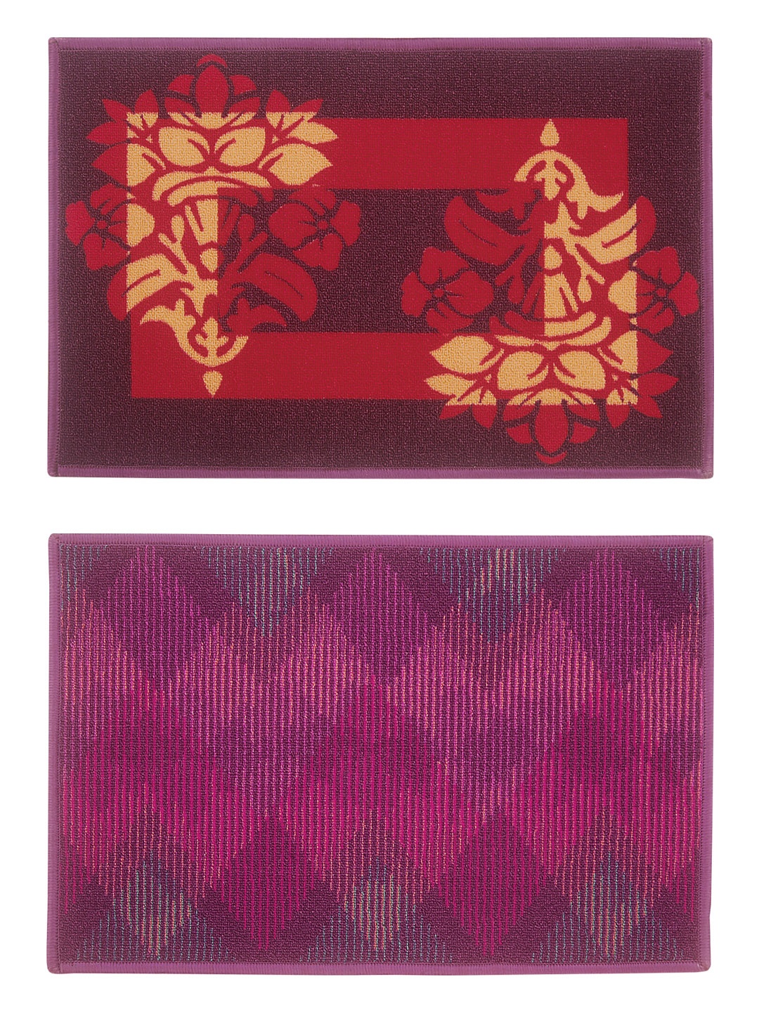 

BIANCA Set of 2 Patterned Anti-Skid Doormats, Purple