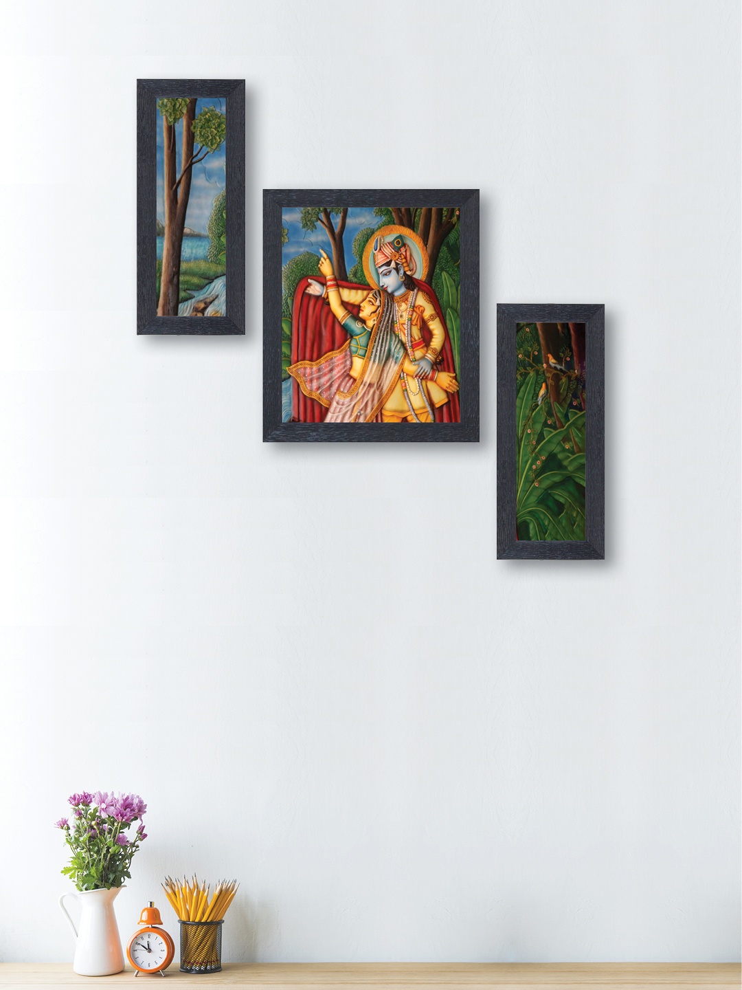 

nest ART Set of 3 Multicoloured Radha Krishna Wall Arts, Multi
