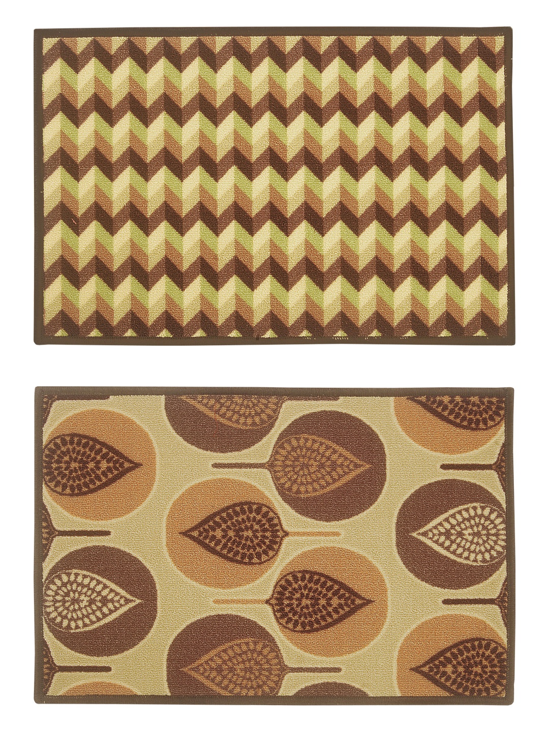 BIANCA Set of 2 Patterned Anti-Skid Doormats, Beige
