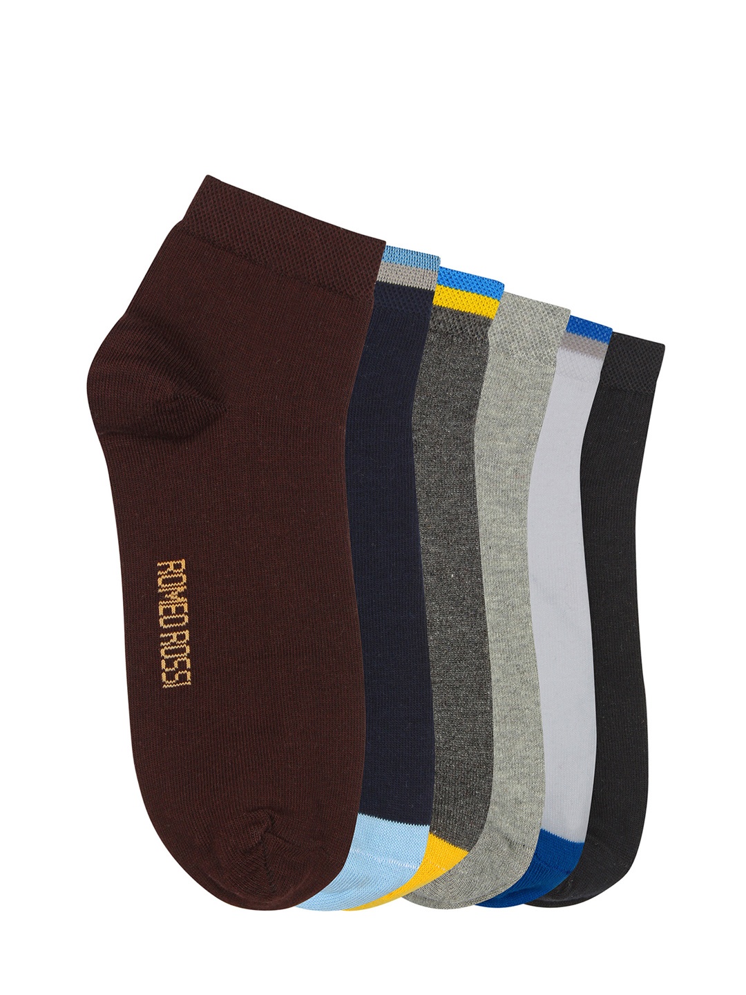 

ROMEO ROSSI Unisex Pack of 6 Assorted Ankle-length Socks