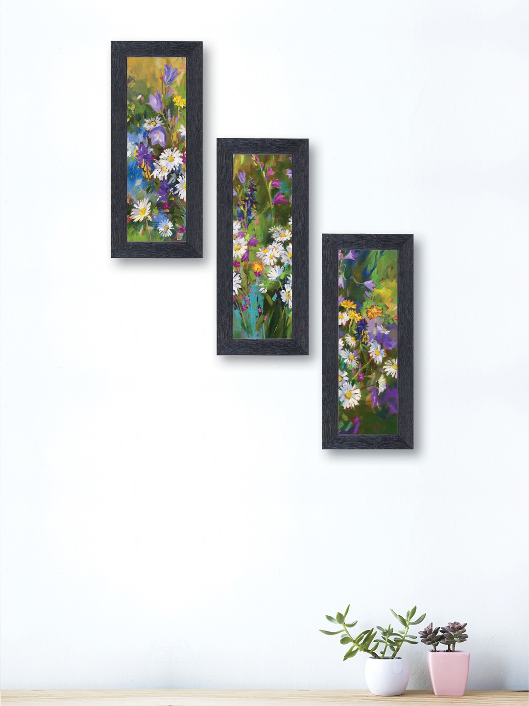 

nest ART Set of 3 Multicoloured Flowers Wall Arts, Multi