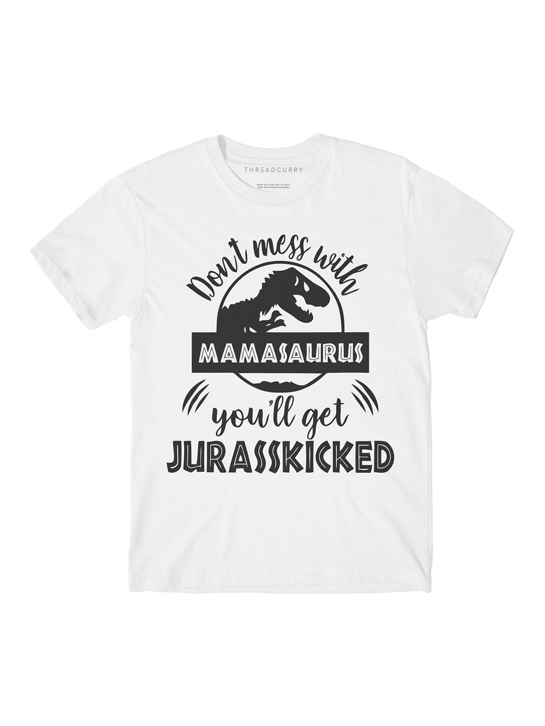 

THREADCURRY Boys White JURASSKICKED Printed Round Neck T-shirt